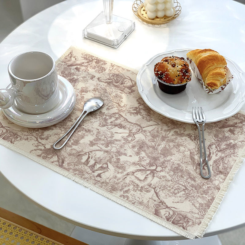 Lion Tiger Cotton Linen Placemat Washable for Dining Table No Slide Heat Resistant Everyday Use Table Mats