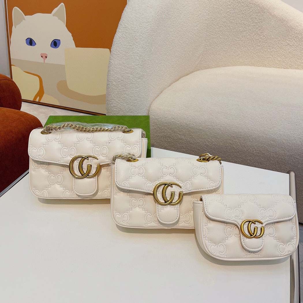 FASHION WOMEN luxurys designers bags 446744 real leather Handbags chain Cosmetic messenger Shopping shoulder bag Totes lady wallet purse