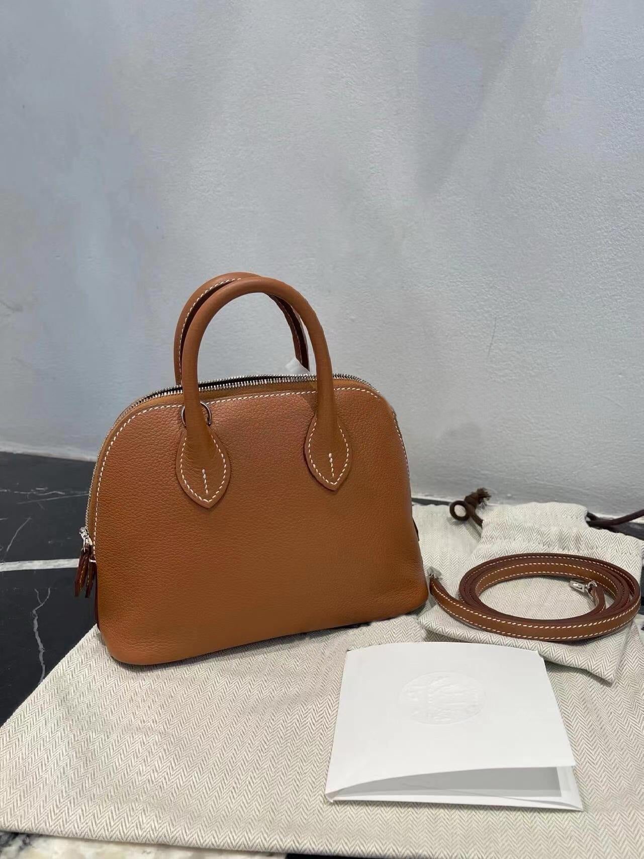 16cm brown check shell bag-535354442