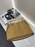 beige top, brown skirt, sunglasses-7561 707738