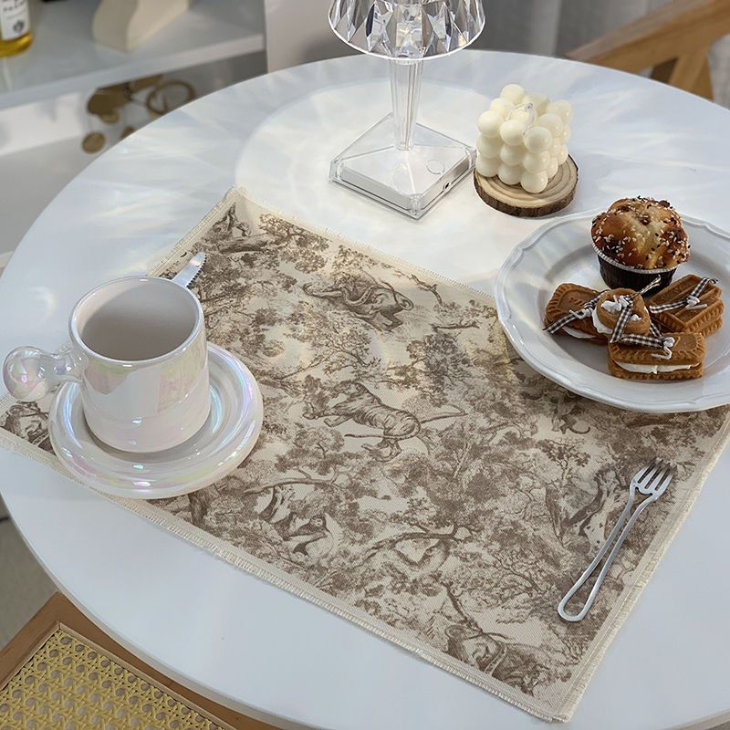 Lion Tiger Cotton Linen Placemat Washable for Dining Table No Slide Heat Resistant Everyday Use Table Mats