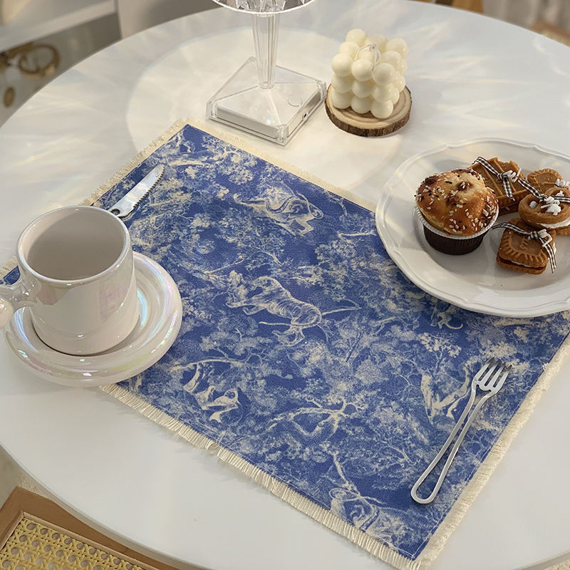 Lion Tiger Cotton Linen Placemat Washable for Dining Table No Slide Heat Resistant Everyday Use Table Mats