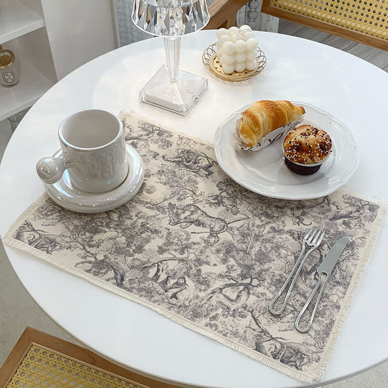 Lion Tiger Cotton Linen Placemat Washable for Dining Table No Slide Heat Resistant Everyday Use Table Mats