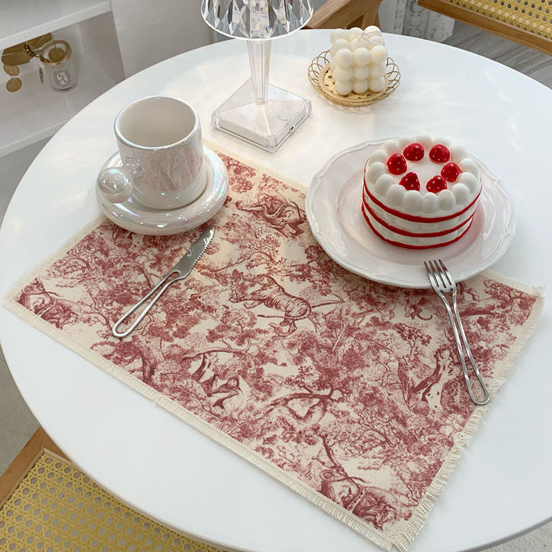Lion Tiger Cotton Linen Placemat Washable for Dining Table No Slide Heat Resistant Everyday Use Table Mats