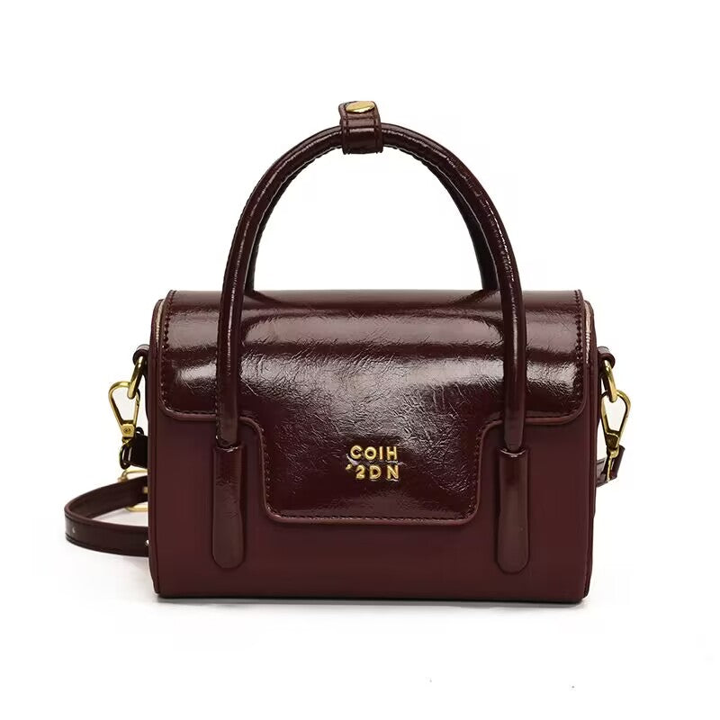 20cm brown bag with RED wide straps with logo 'SH.D' LLLLL-535354442