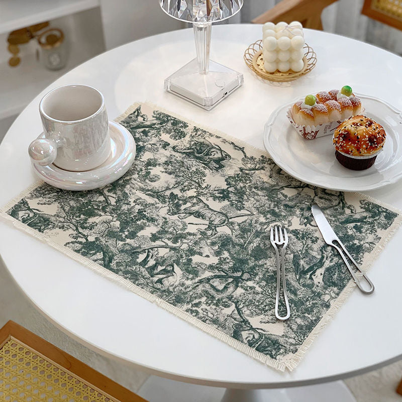 Lion Tiger Cotton Linen Placemat Washable for Dining Table No Slide Heat Resistant Everyday Use Table Mats