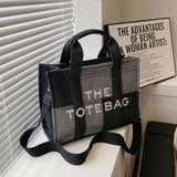 New Women Denim Contrast Color Stitching Hand Tote Bag Females Casual Retro Embroidered Letters Messenger Bag For Ladies