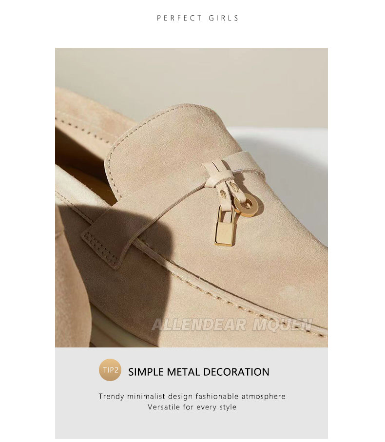 High Quality Genuine Suede Flat Shoes Soft Bottom Shoes Lazy Shoes