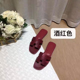 Summer Slippers Women Flat Luxury Leather Outdoor Beach Flip Flops Female Sandals Trend Design Slides Shoes Woman