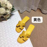 Summer Slippers Women Flat Luxury Leather Outdoor Beach Flip Flops Female Sandals Trend Design Slides Shoes Woman