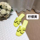 Summer Slippers Women Flat Luxury Leather Outdoor Beach Flip Flops Female Sandals Trend Design Slides Shoes Woman