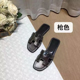 Summer Slippers Women Flat Luxury Leather Outdoor Beach Flip Flops Female Sandals Trend Design Slides Shoes Woman