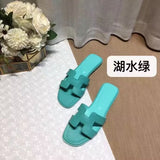 Summer Slippers Women Flat Luxury Leather Outdoor Beach Flip Flops Female Sandals Trend Design Slides Shoes Woman