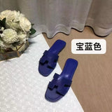 Summer Slippers Women Flat Luxury Leather Outdoor Beach Flip Flops Female Sandals Trend Design Slides Shoes Woman