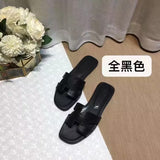 Summer Slippers Women Flat Luxury Leather Outdoor Beach Flip Flops Female Sandals Trend Design Slides Shoes Woman