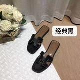 Summer Slippers Women Flat Luxury Leather Outdoor Beach Flip Flops Female Sandals Trend Design Slides Shoes Woman