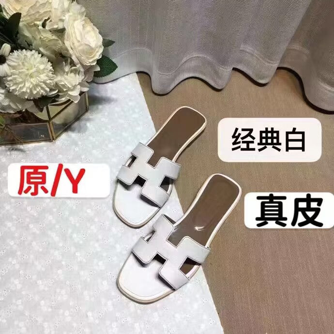 Summer Slippers Women Flat Luxury Leather Outdoor Beach Flip Flops Female Sandals Trend Design Slides Shoes Woman