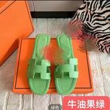 Summer Slippers Women Flat Luxury Leather Outdoor Beach Flip Flops Female Sandals Trend Design Slides Shoes Woman