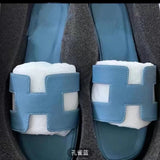 Summer Slippers Women Flat Luxury Leather Outdoor Beach Flip Flops Female Sandals Trend Design Slides Shoes Woman