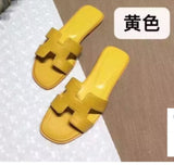 Summer Slippers Women Flat Luxury Leather Outdoor Beach Flip Flops Female Sandals Trend Design Slides Shoes Woman