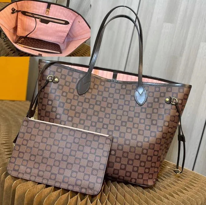 tote bag Designer bags wallet Fashion Totes Leather messenger shoulder handbag Women Bags High Capacity Composite Shopping bagss old flower Brown lattice MM 2023