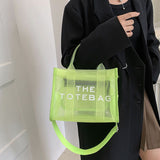 Women Large Capacity PVC Tote Bags Tendecia Shoulder Handbags Female Letter Printed Big Hand Crossbody Shopping Bag For Summer
