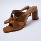 brown sandals size 38, 19cm beige bag-7797 735915