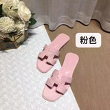 Summer Slippers Women Flat Luxury Leather Outdoor Beach Flip Flops Female Sandals Trend Design Slides Shoes Woman