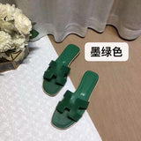 Summer Slippers Women Flat Luxury Leather Outdoor Beach Flip Flops Female Sandals Trend Design Slides Shoes Woman