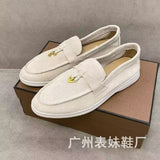 High Quality Genuine Suede Flat Shoes Soft Bottom Shoes Lazy Shoes